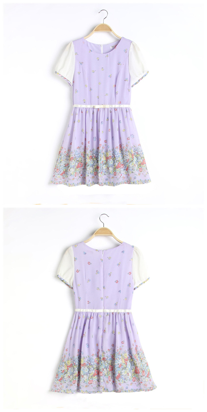 WD4704 Sweet Chiffon Flora Dress Purple