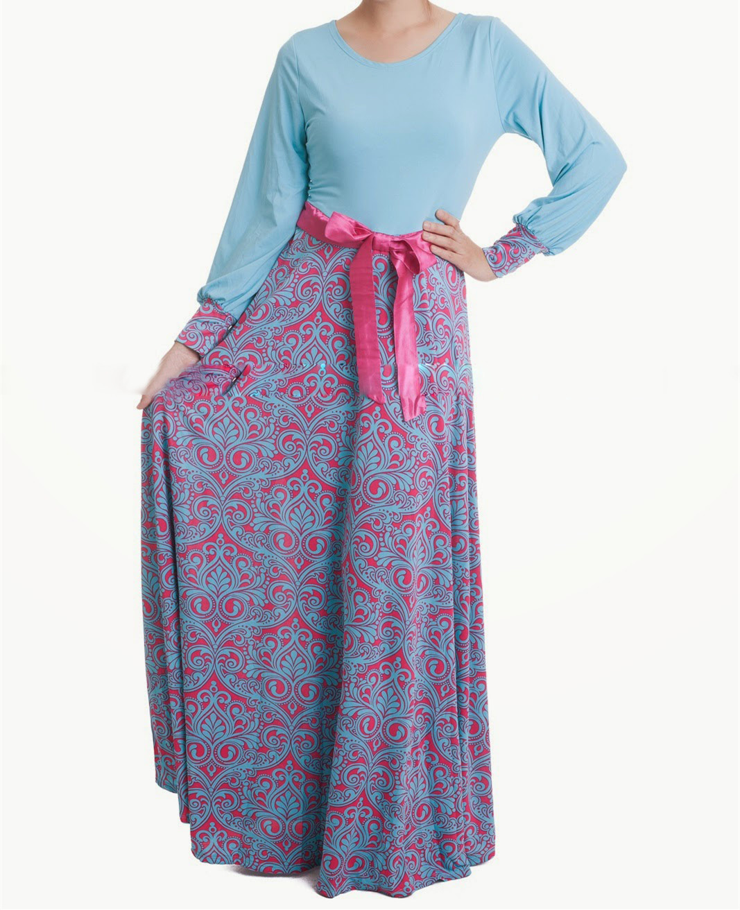 WH3308 Fashion Modern Jubah Light Blue