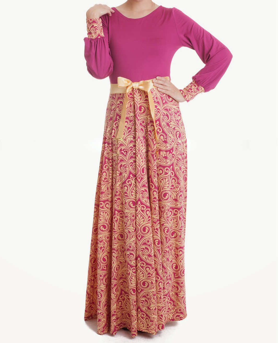 WH3308 Fashion Modern Jubah Pink