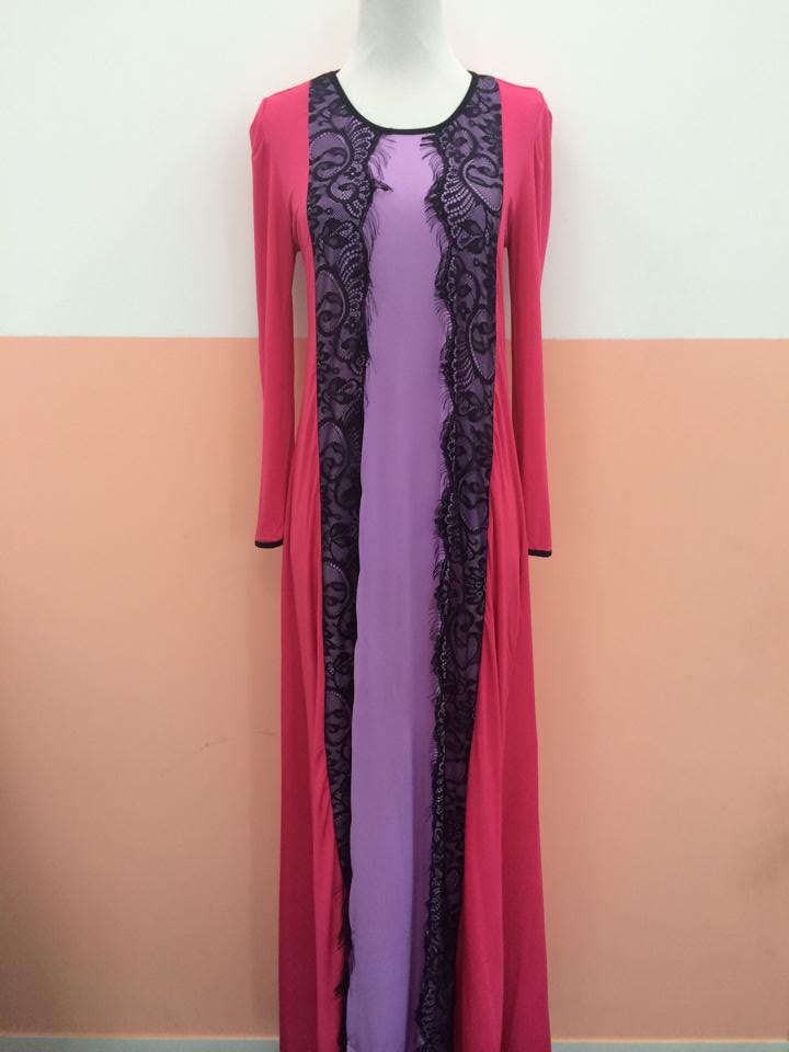 WH3312 Fashion Lace Jubah Pink