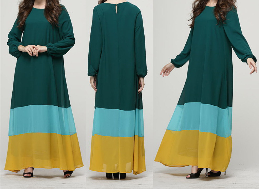 WH3309 Stylish 3 Tone Jubah Dark Green