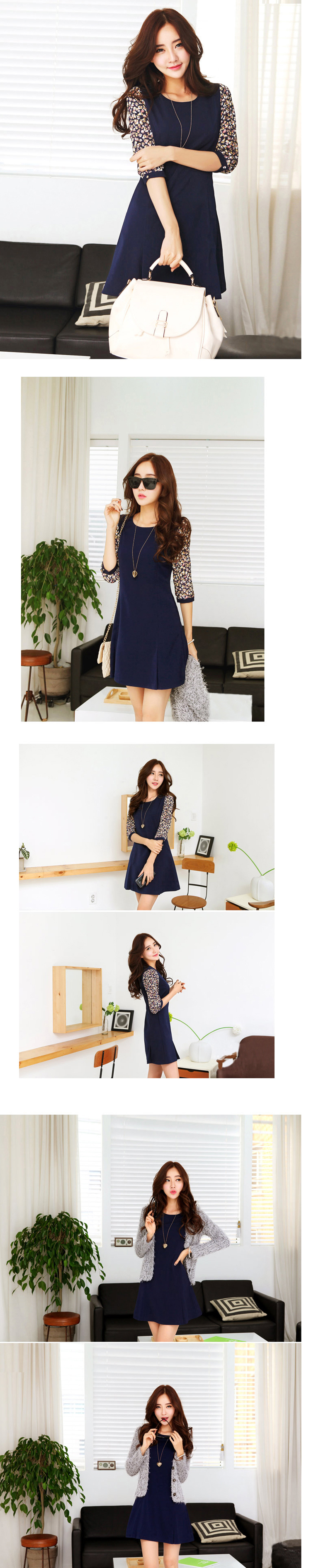 WD4997 Korean Fashion Dress Dark Blue