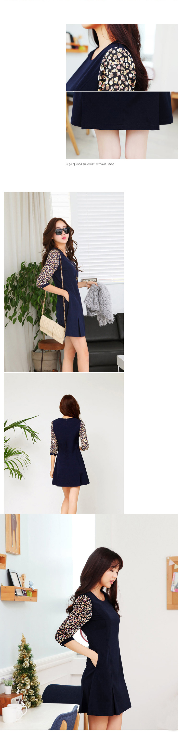 WD4997 Korean Fashion Dress Dark Blue