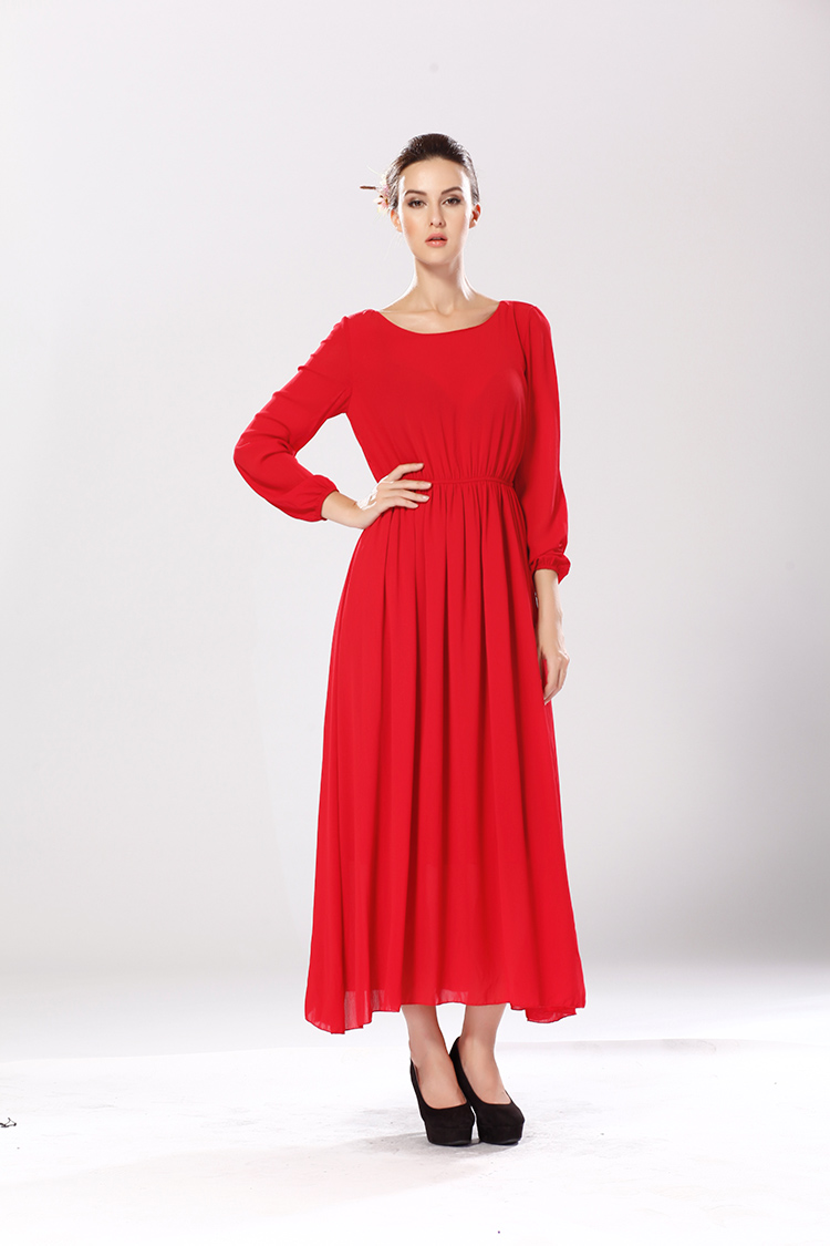 WD5091 Elegant Long Dress Red