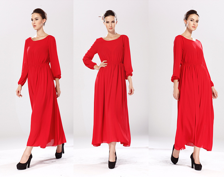 WD5091 Elegant Long Dress Red