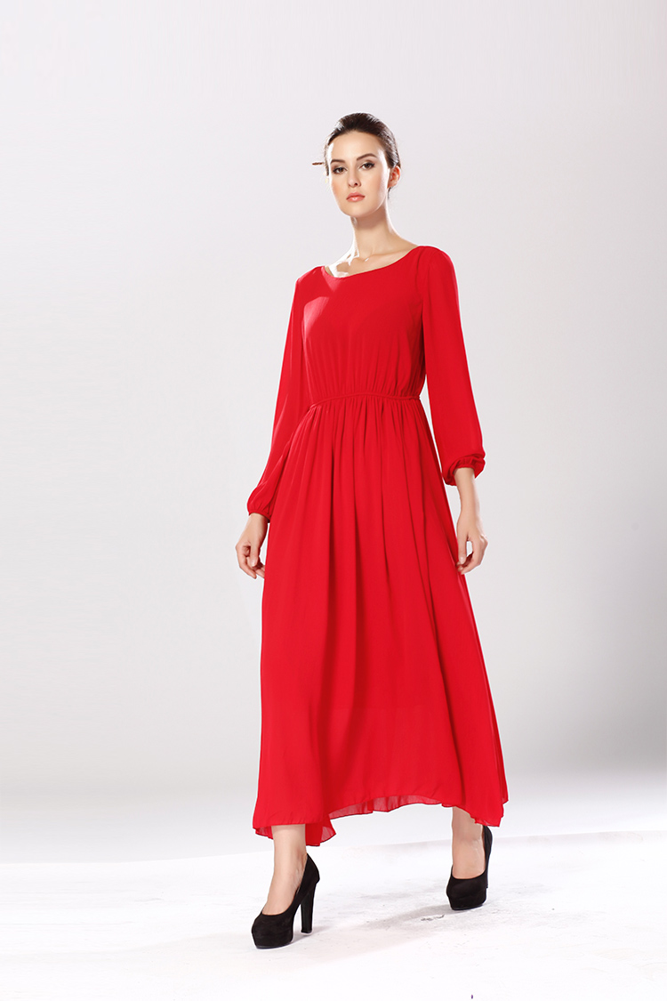 WD5091 Elegant Long Dress Red