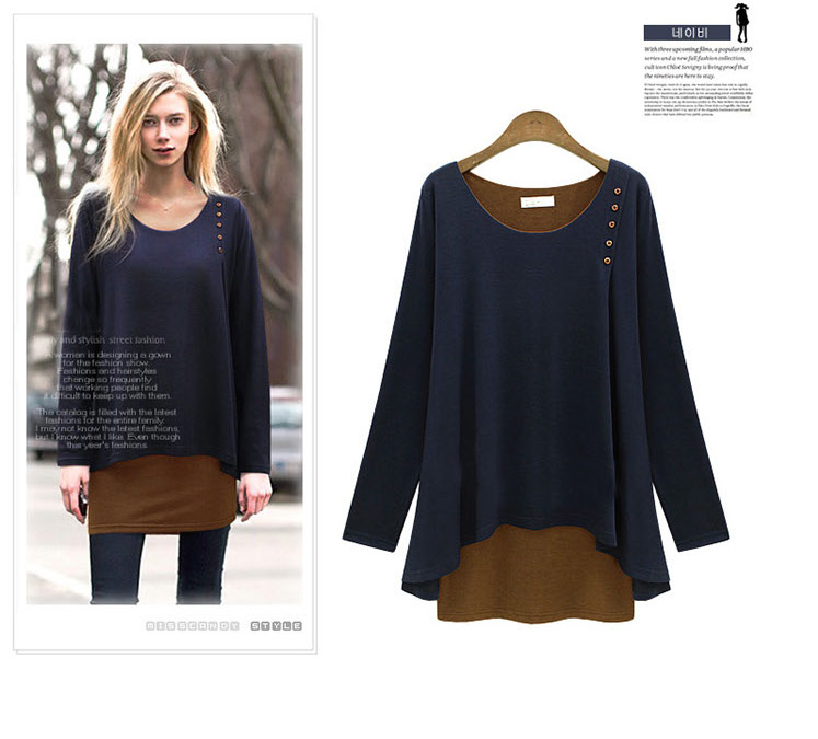 WT5095 Europe Fashion Top Dark Blue