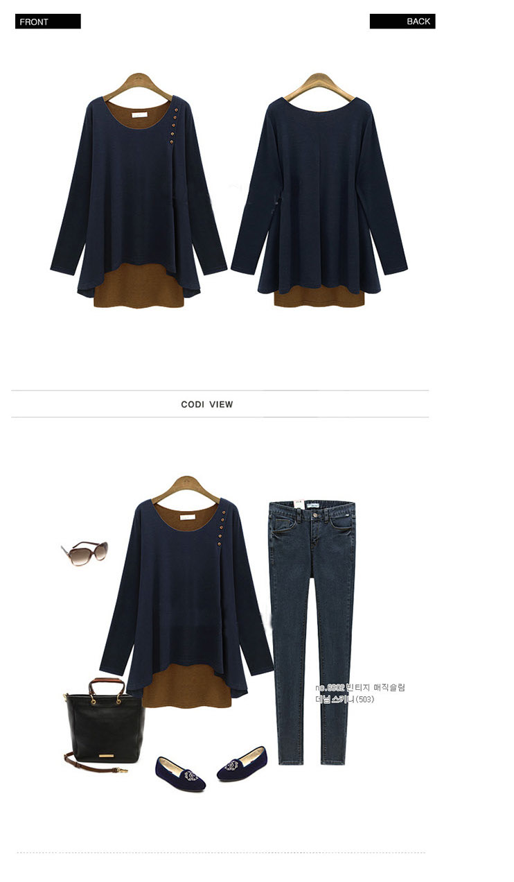 WT5095 Europe Fashion Top Dark Blue