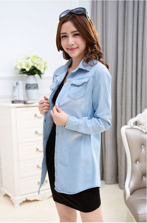 WT5115 Stylish Denim Top Light Blue