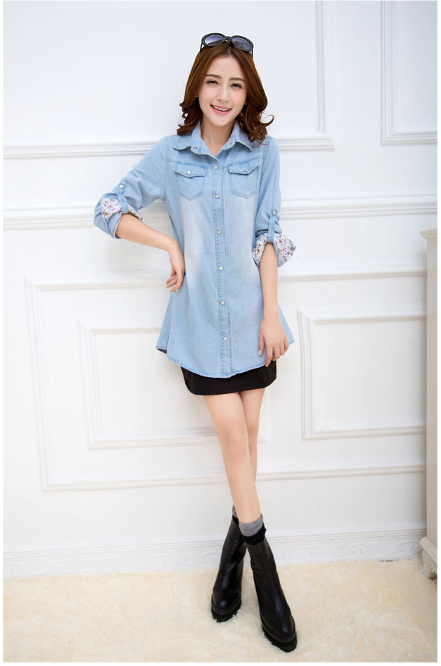 WT5115 Stylish Denim Top Light Blue