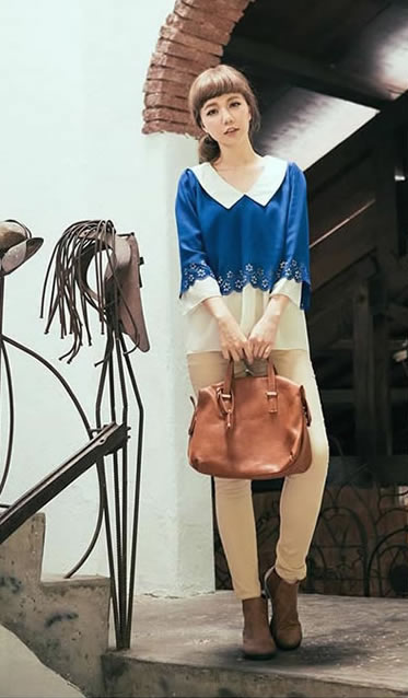 WT5379 Sweet Fashion Top Blue