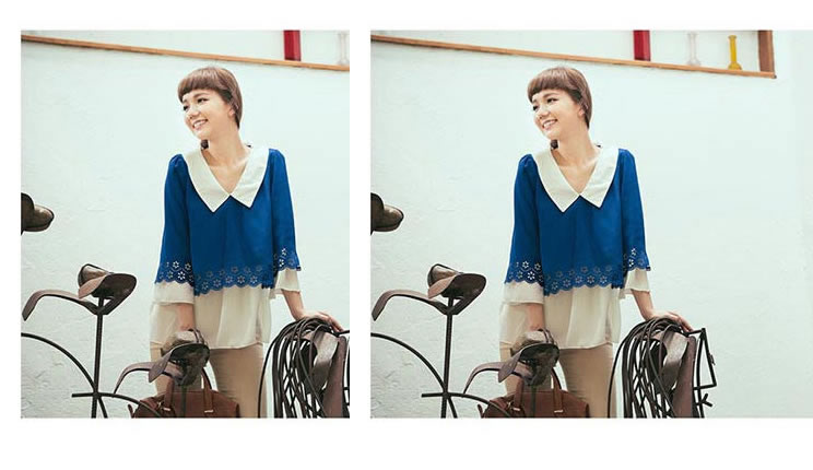 WT5379 Sweet Fashion Top Blue