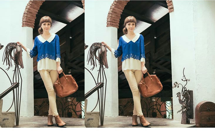 WT5379 Sweet Fashion Top Blue