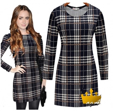 WD5437 Fashion Checker Dress As Picture