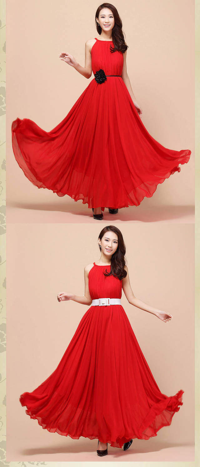 WD5469 Elegant Long Dress Red