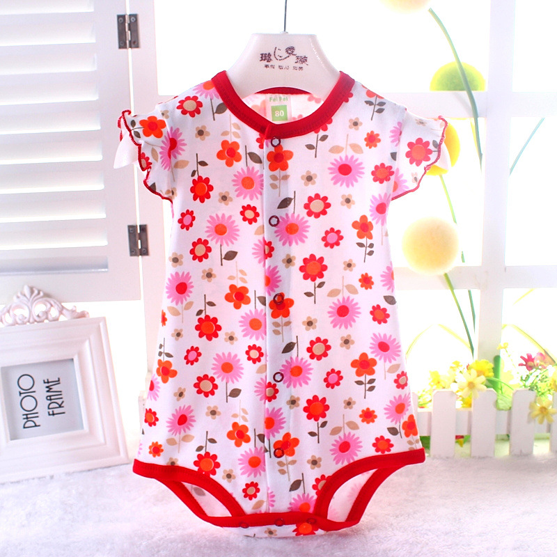 WB1006 Baby Romper Red Flower