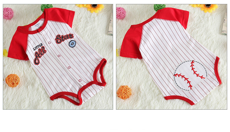 WB1009 Baseball Baby Romper Red