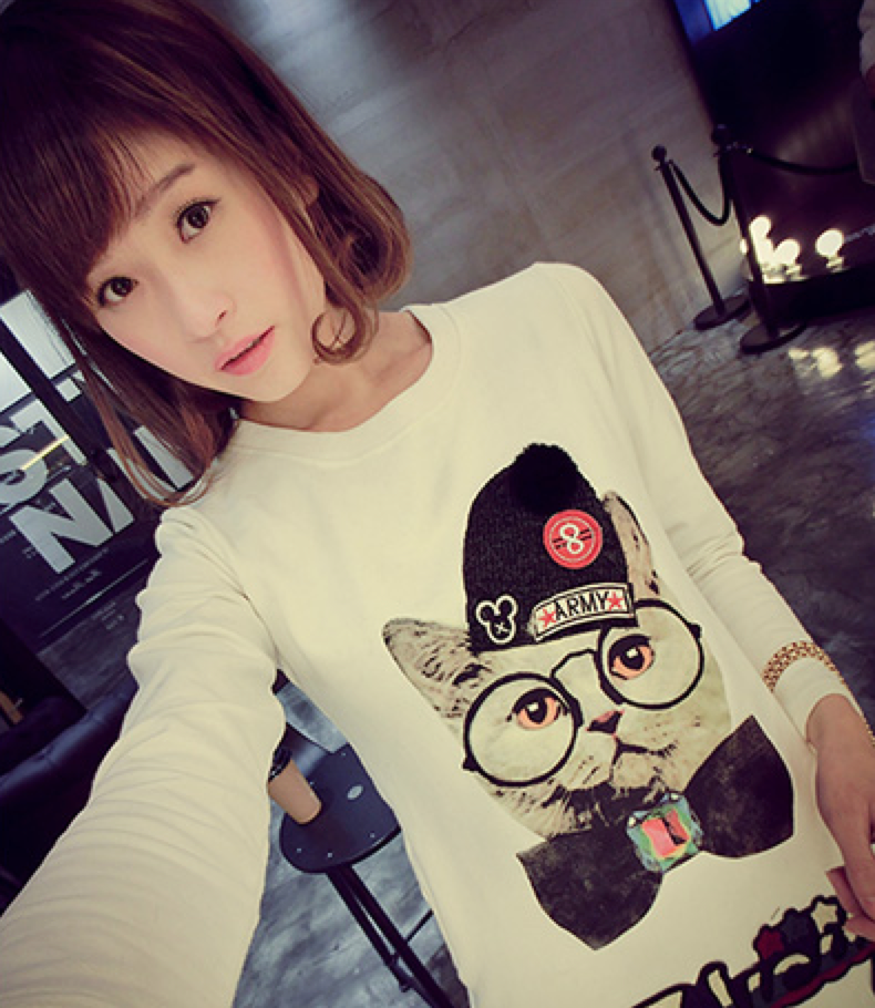 WT5582 Cute Long Top White