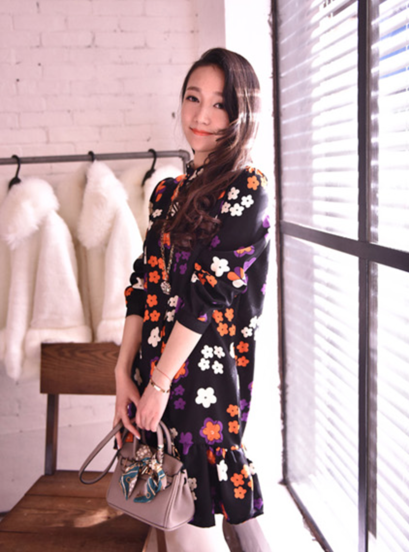 WD5683 Floral Dress Black