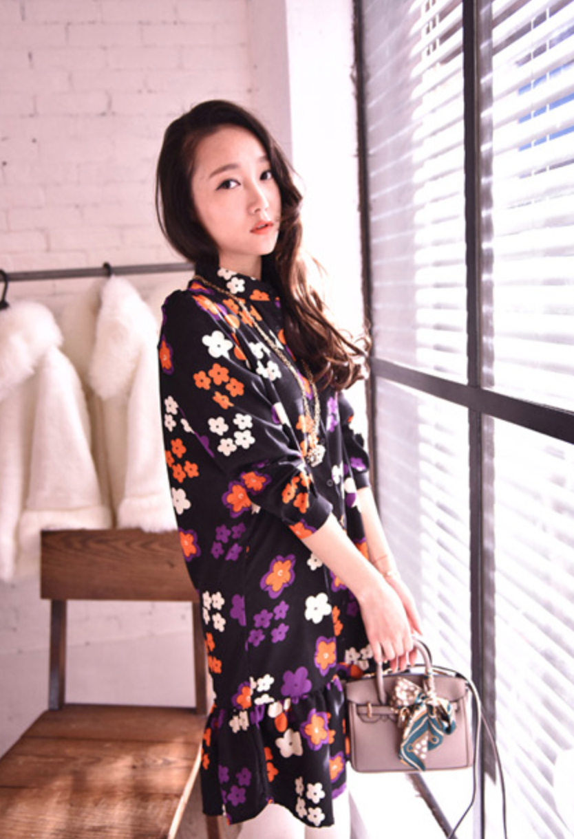 WD5683 Floral Dress Black