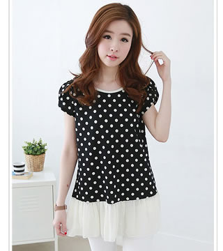 WT5793 Polka Dot Top Black