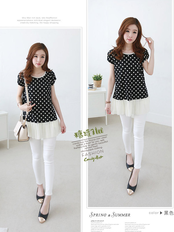 WT5793 Polka Dot Top Black