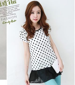 WT5793 Polka Dot Top White