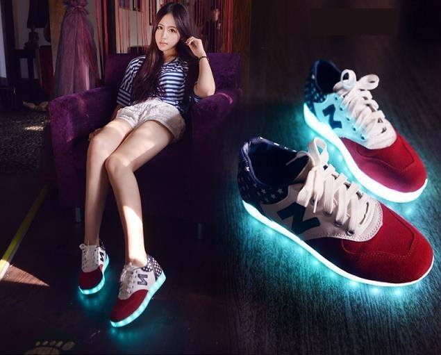 WS001 Cool Multi Colour LED Shoes Front Red