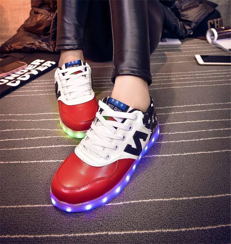 WS001 Cool Multi Colour LED Shoes Front Red