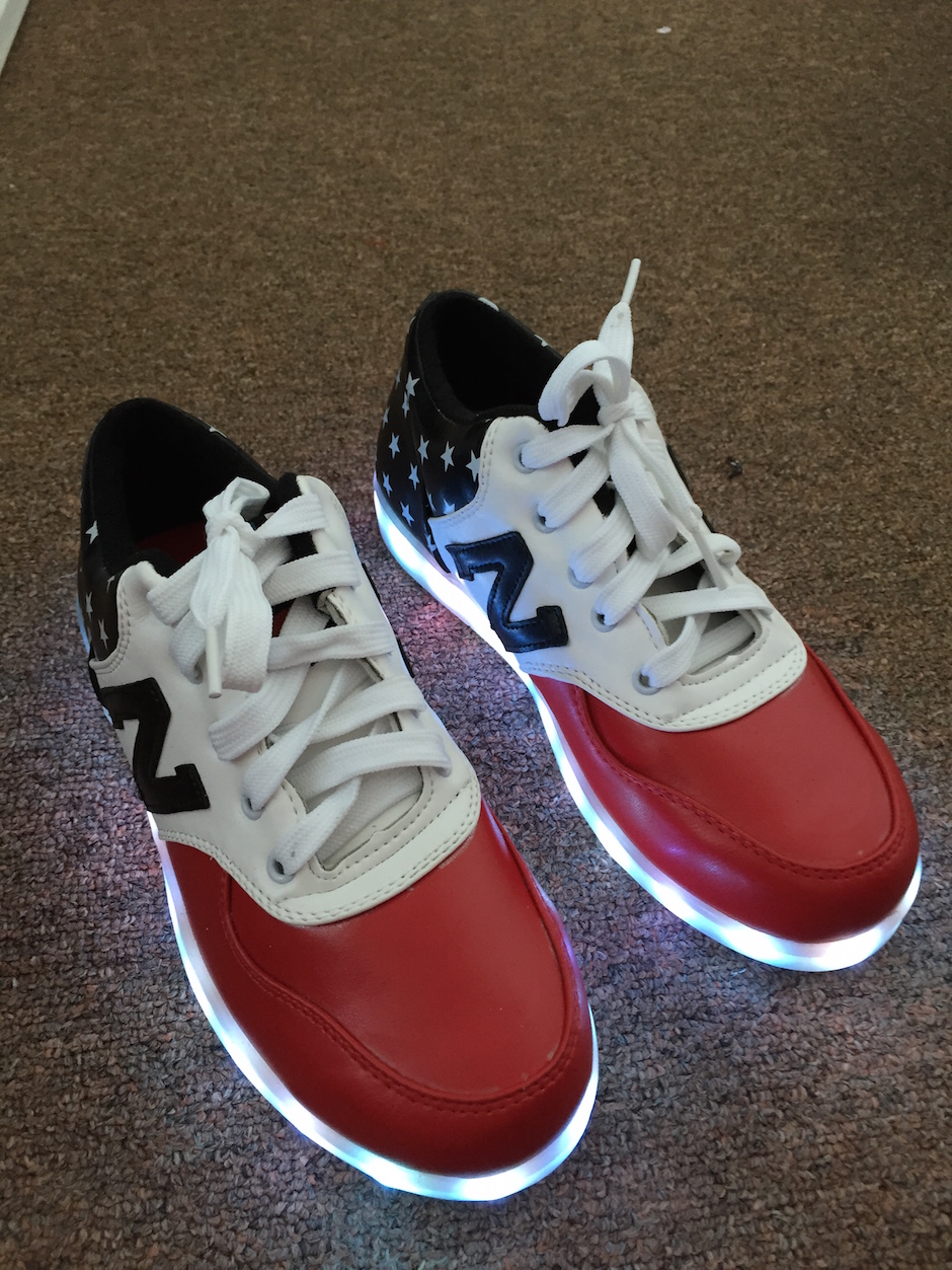 WS001 Cool Multi Colour LED Shoes Front Red