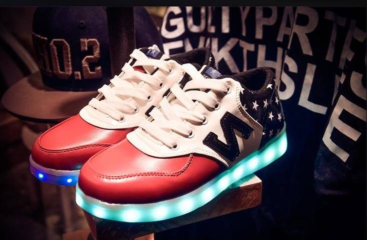 WS001 Cool Multi Colour LED Shoes Front Red