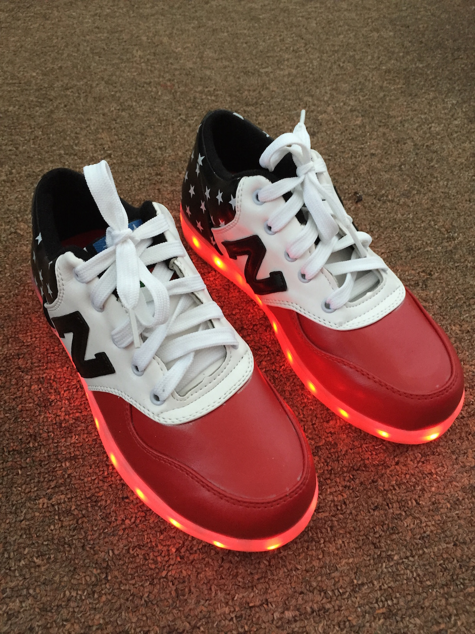 WS001 Cool Multi Colour LED Shoes Front Red