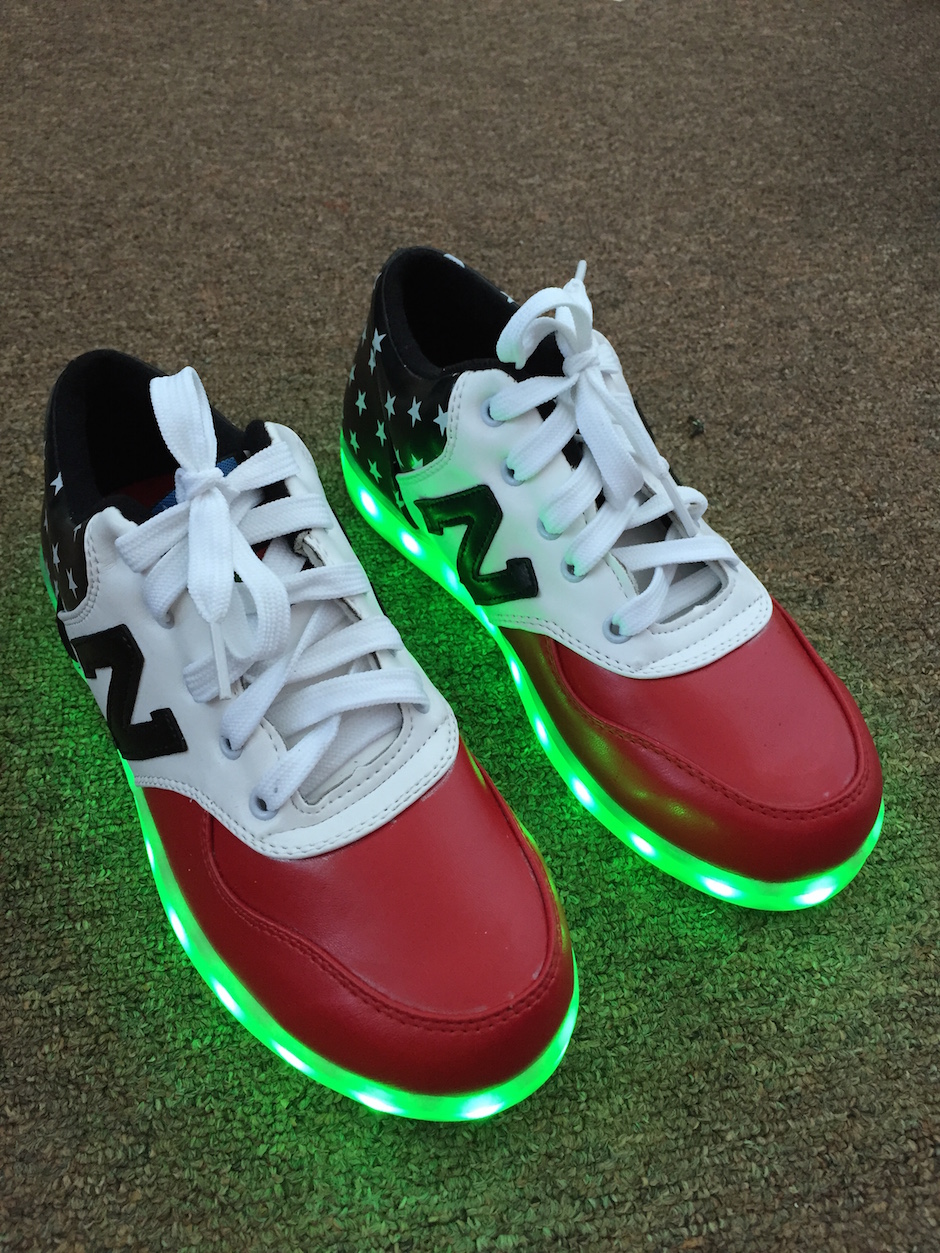 WS001 Cool Multi Colour LED Shoes Front Red