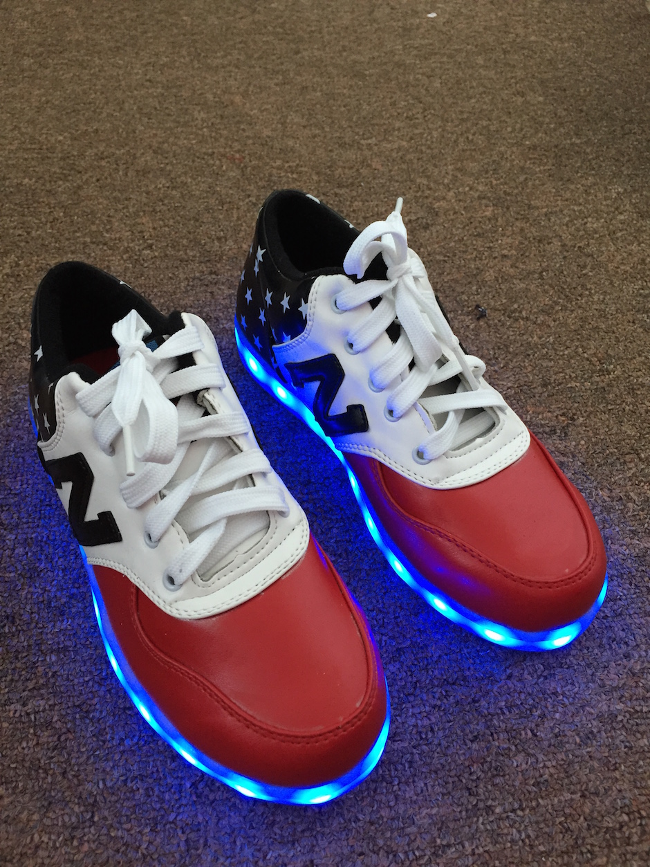 WS001 Cool Multi Colour LED Shoes Front Red