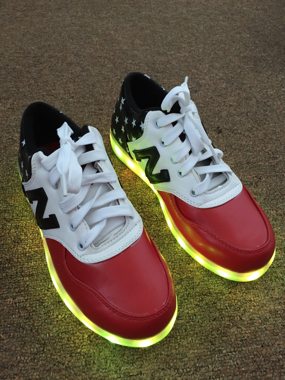 WS001 Cool Multi Colour LED Shoes Front Red