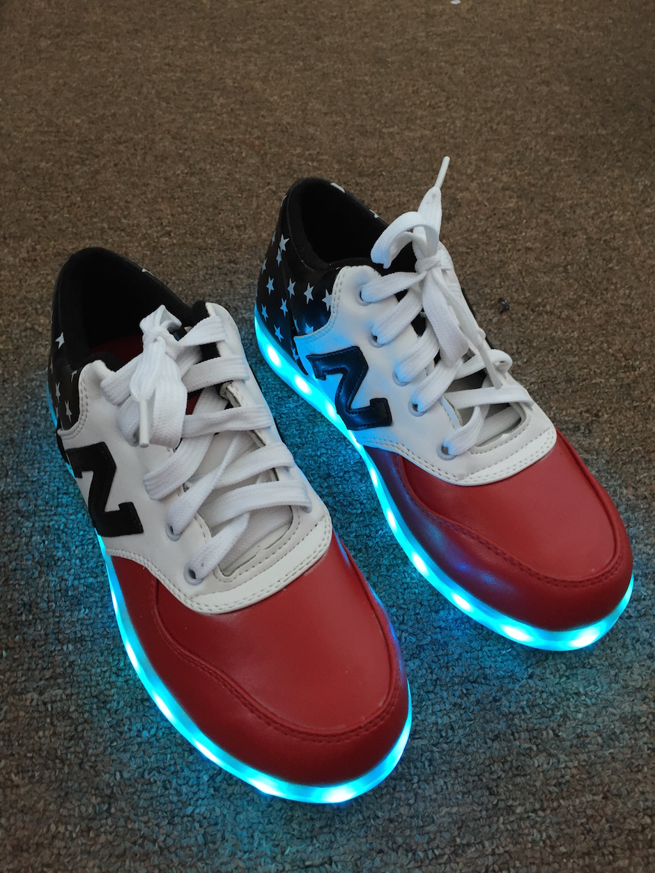 WS001 Cool Multi Colour LED Shoes Front Red