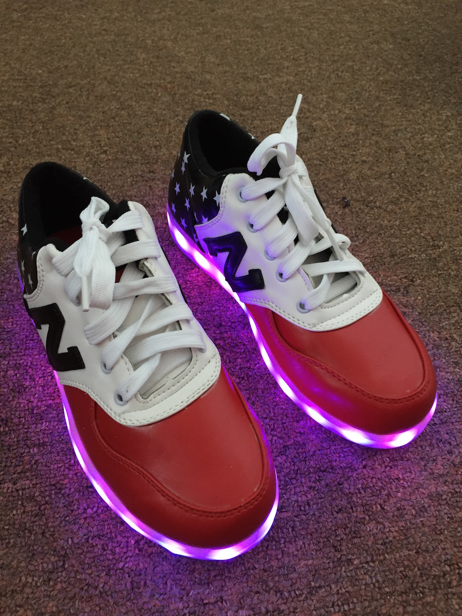 WS001 Cool Multi Colour LED Shoes Front Red