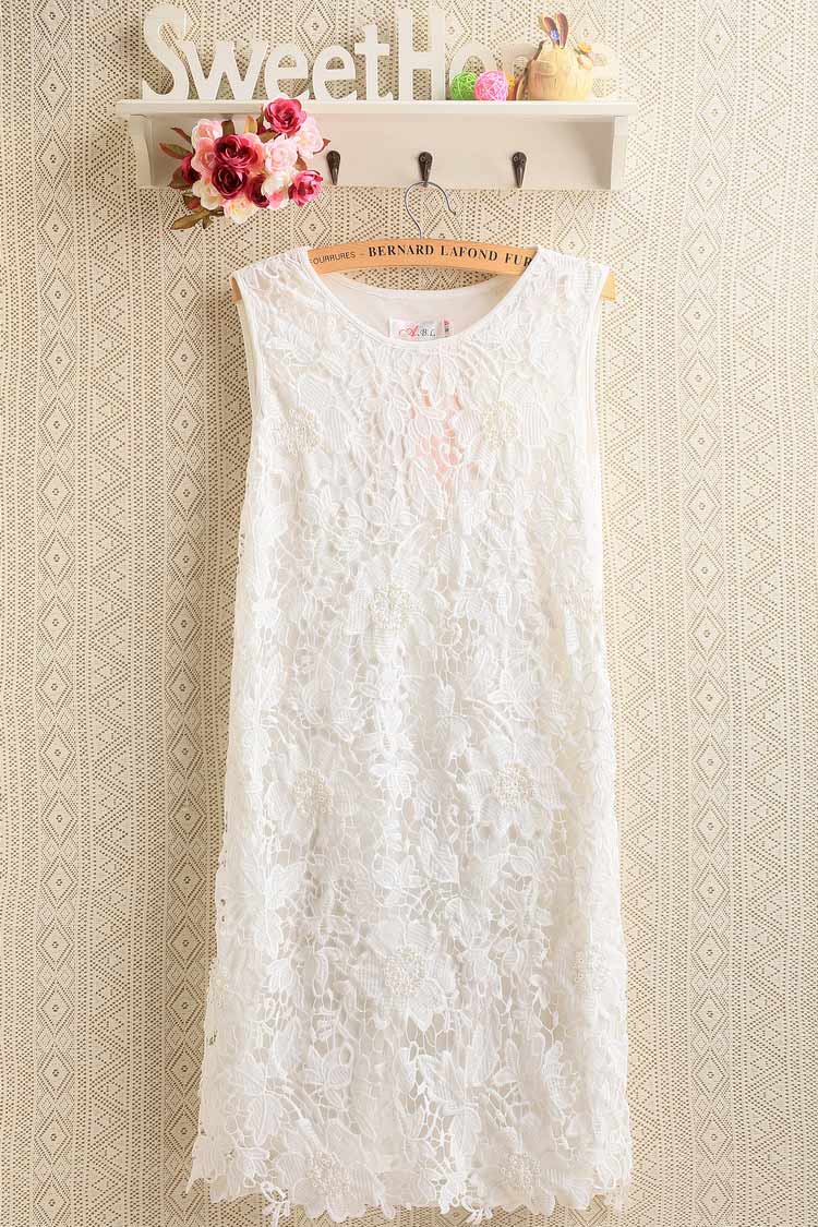 WD5856 Fashion Lace Dress White