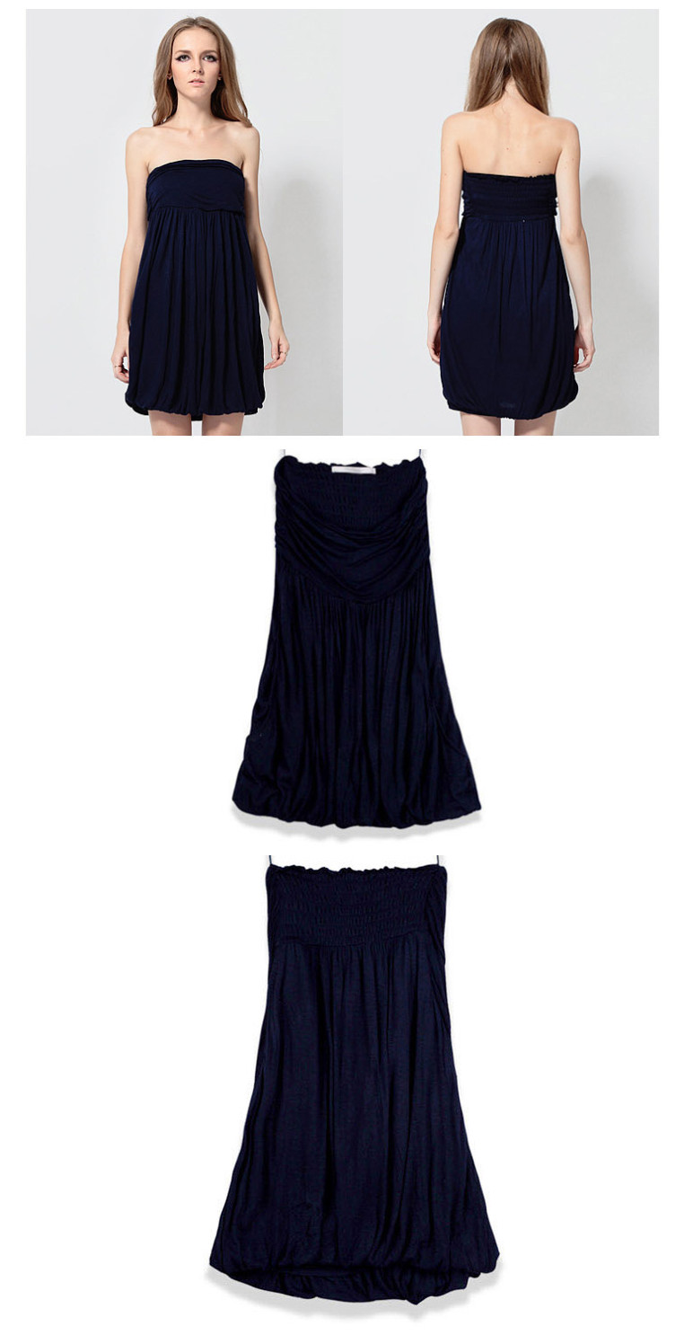 WD5862 Fashion Tube Dress Dark Blue