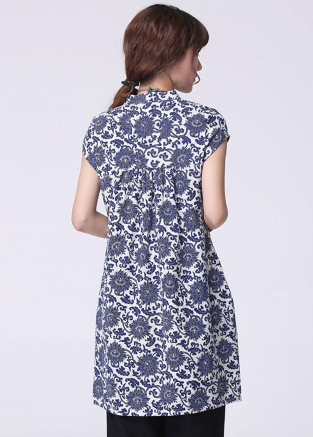 WT5876 Stylish Long Top Flower