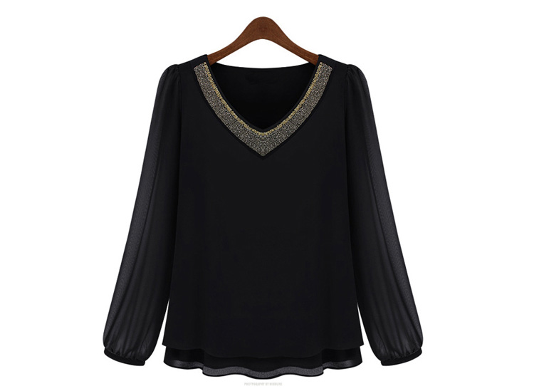 WT5882 Stylish Chiffon Top Black