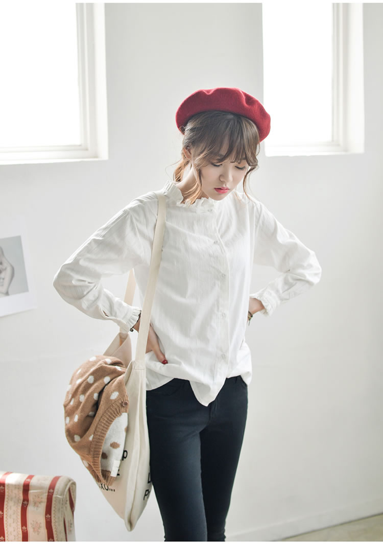 WT5884 Korea Fashion Top White