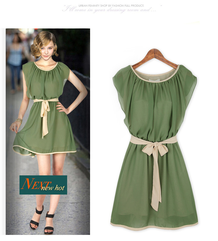 WD5915 Pretty Chiffon Dress Green