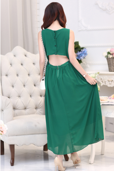 WD5987 Elegant Chiffon Dress Green