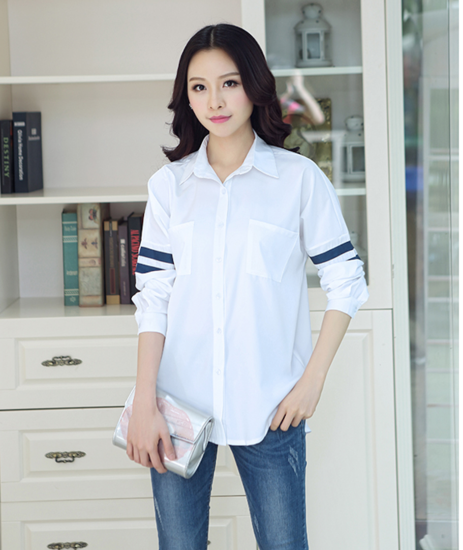 WT6054 Stylish Collar Top White