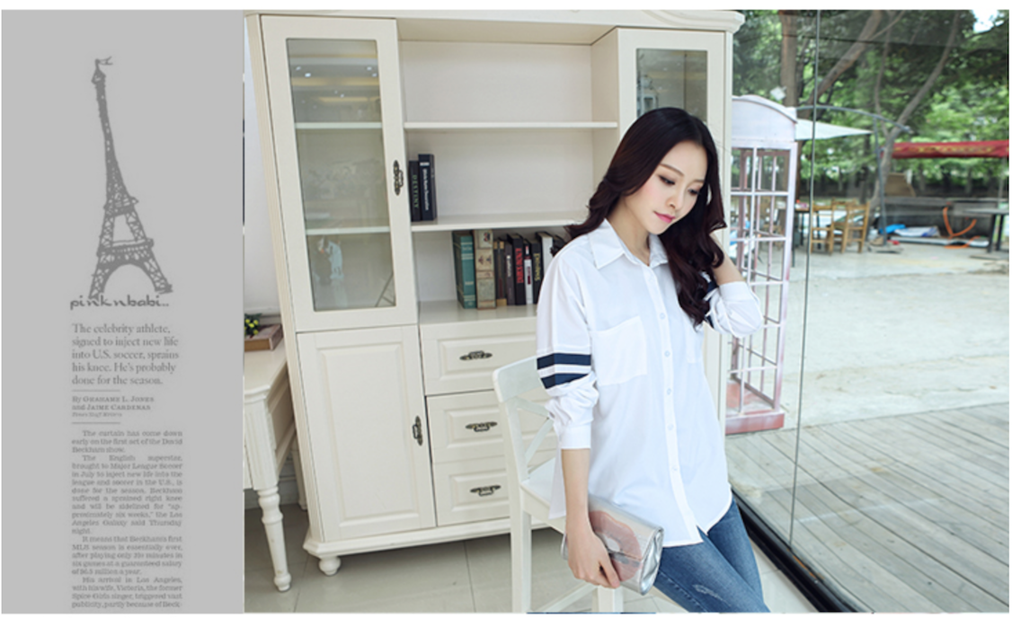 WT6054 Stylish Collar Top White