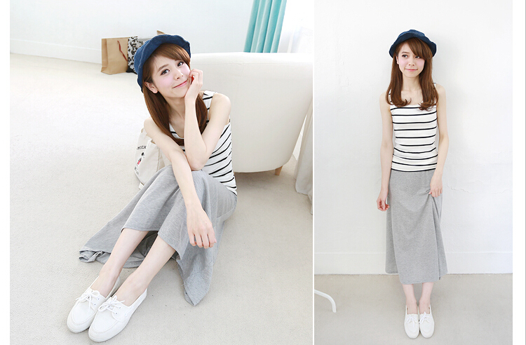 WP6062 Casual Long Skirt Grey