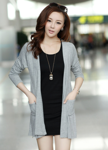 WJ3506 Korea Fashion Cardigan Grey