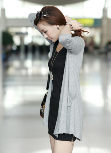 WJ3506 Korea Fashion Cardigan Grey