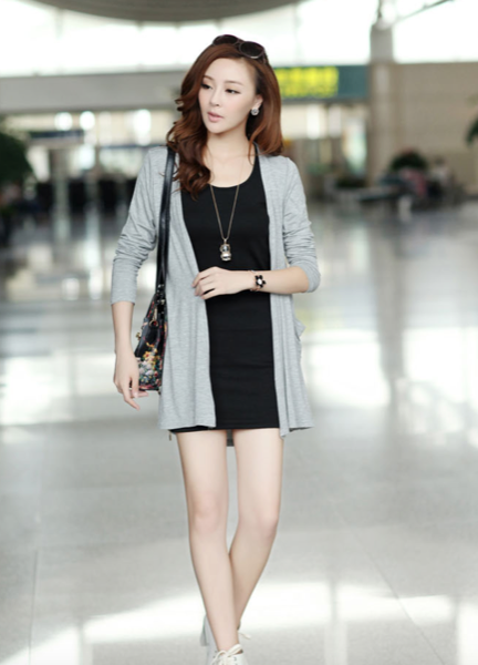 WJ3506 Korea Fashion Cardigan Grey